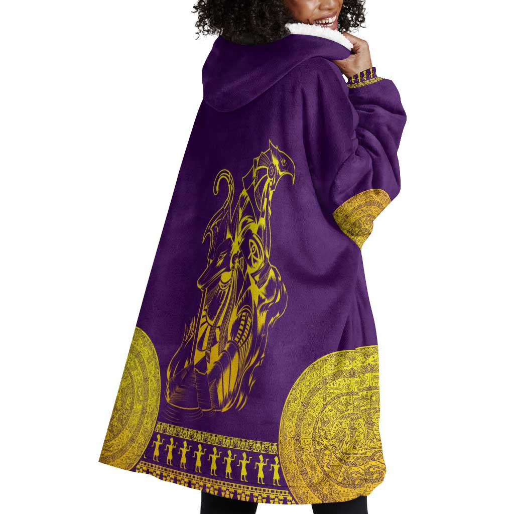 Anubis and Horus Wearable Blanket Hoodie Egyptian God Purple DT02