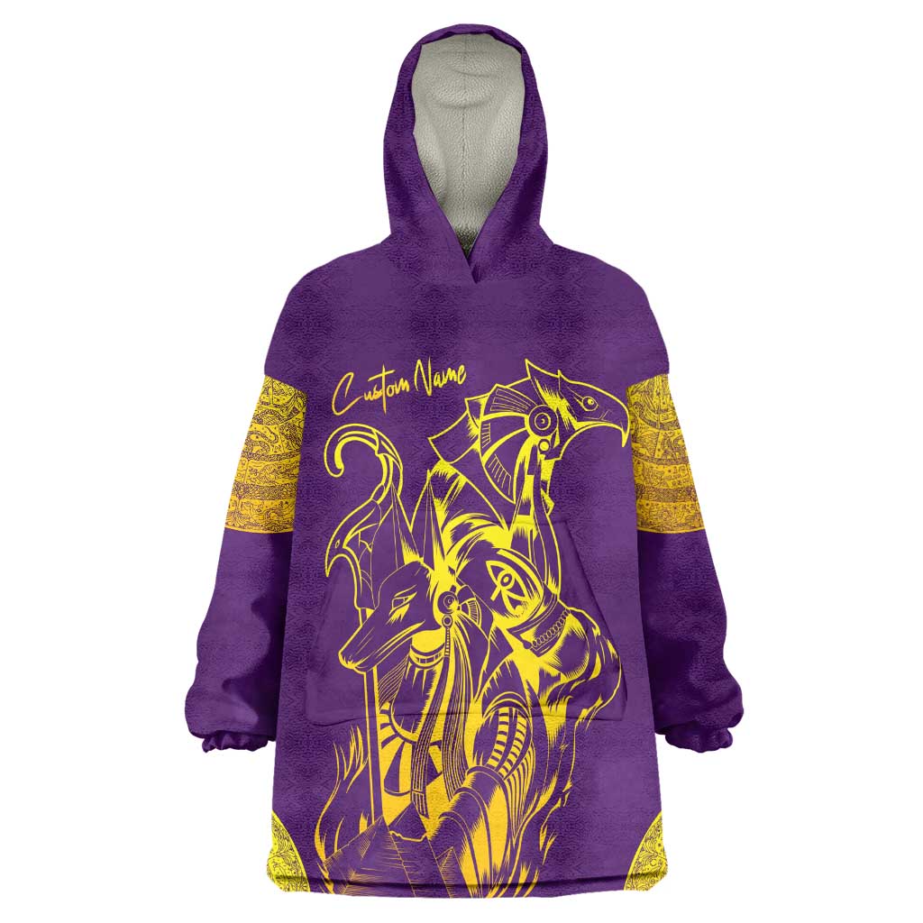 Anubis and Horus Wearable Blanket Hoodie Egyptian God Purple DT02