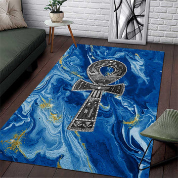 Ankh On Blue Area Rug Pan African DT02