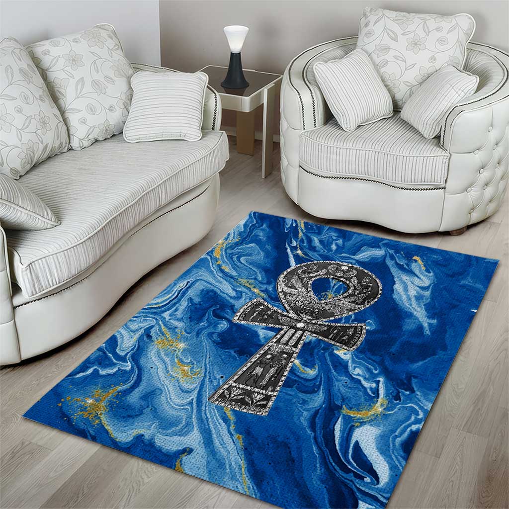 Ankh On Blue Area Rug Pan African DT02