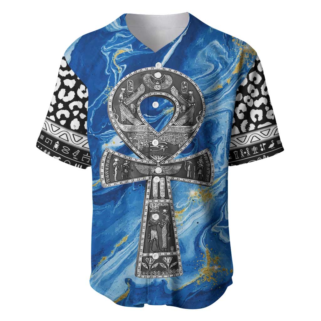 Ankh On Blue Baseball Jersey Pan African DT02