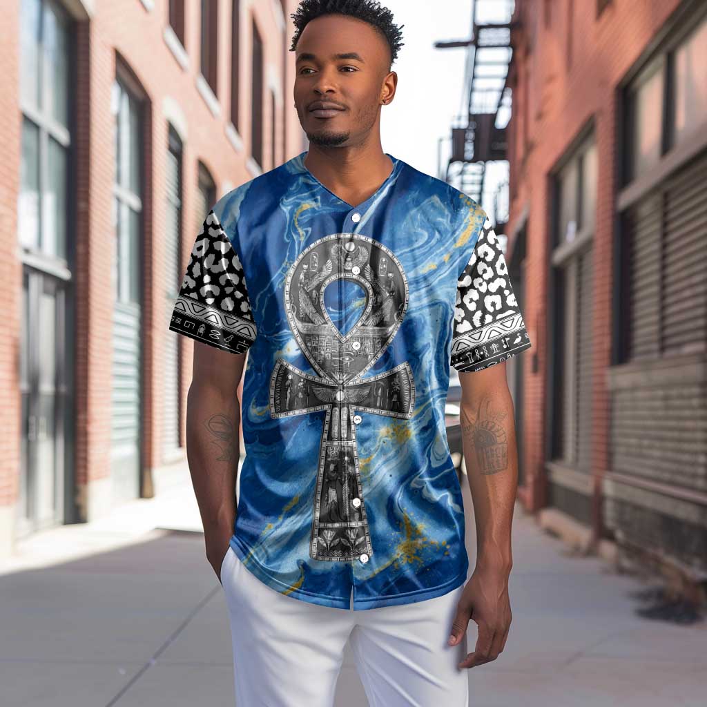 Ankh On Blue Baseball Jersey Pan African DT02