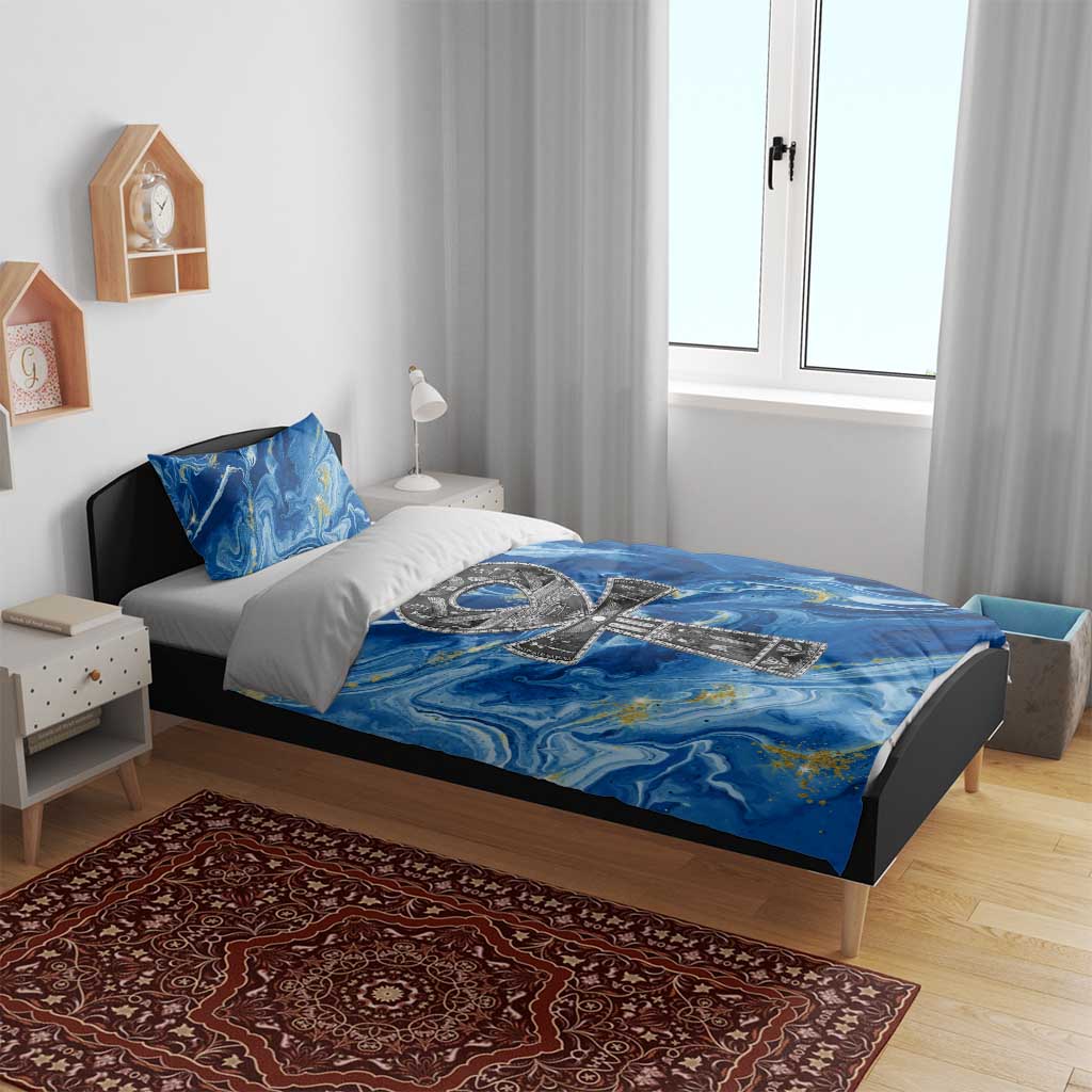 Ankh On Blue Bedding Set Pan African DT02