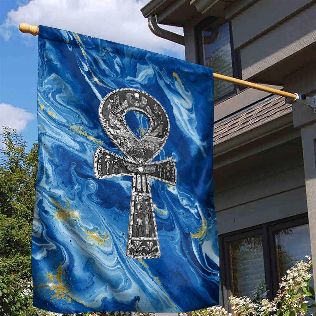 Ankh On Blue Garden Flag Pan African DT02