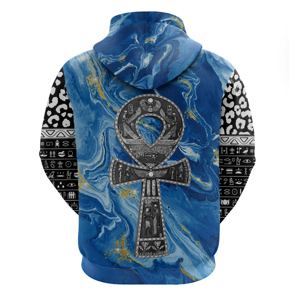 Ankh On Blue Hoodie Pan African DT02