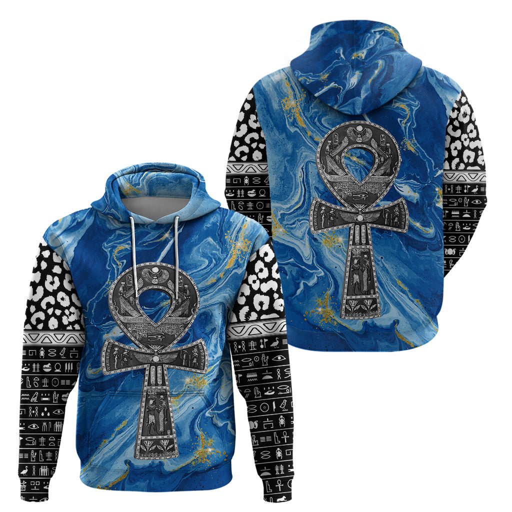 Ankh On Blue Hoodie Pan African DT02