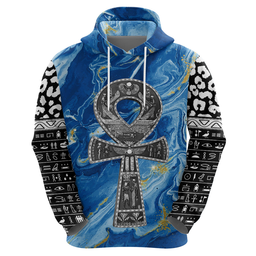 Ankh On Blue Hoodie Pan African DT02