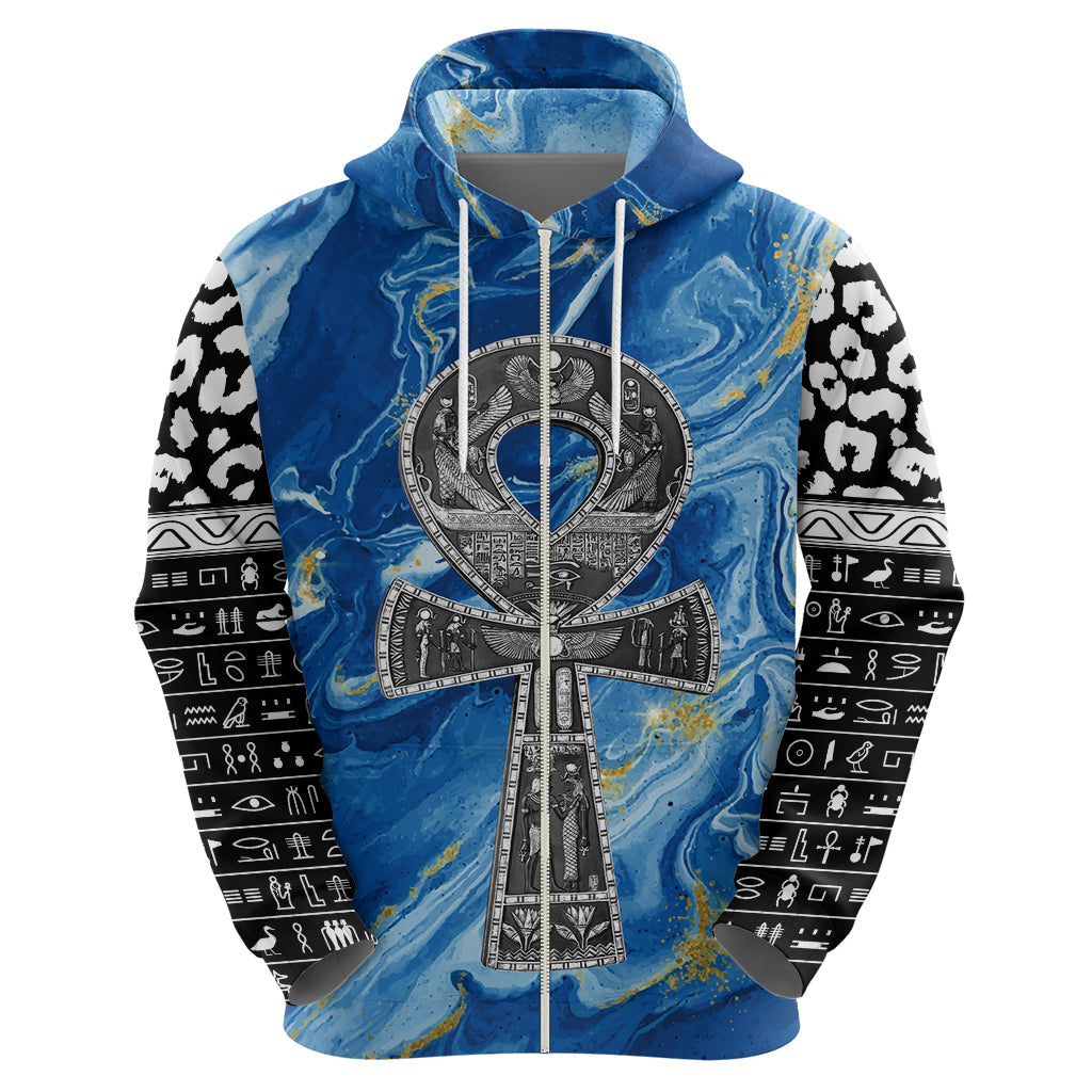 Ankh On Blue Hoodie Pan African DT02