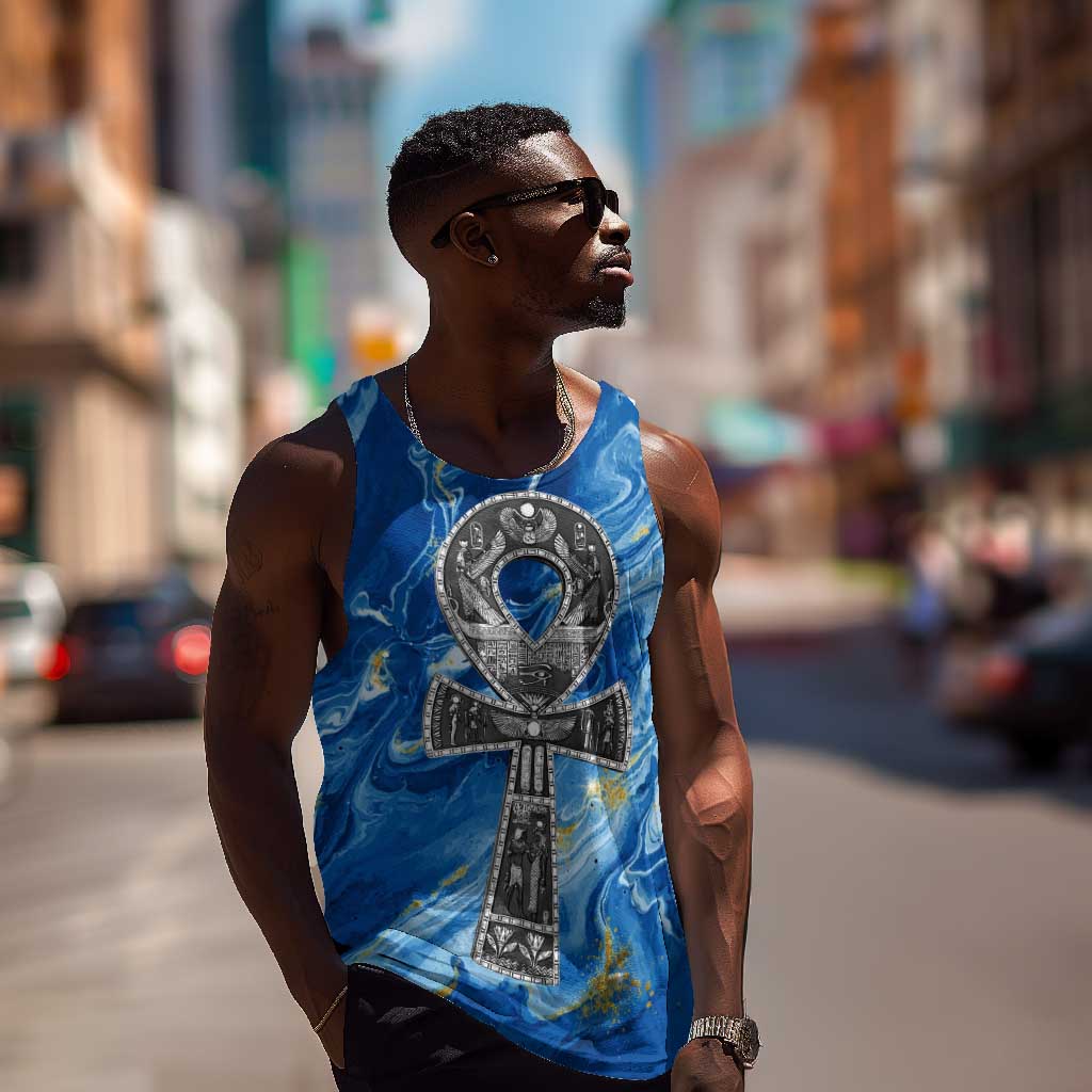 Ankh On Blue Men Tank Top Pan African DT02