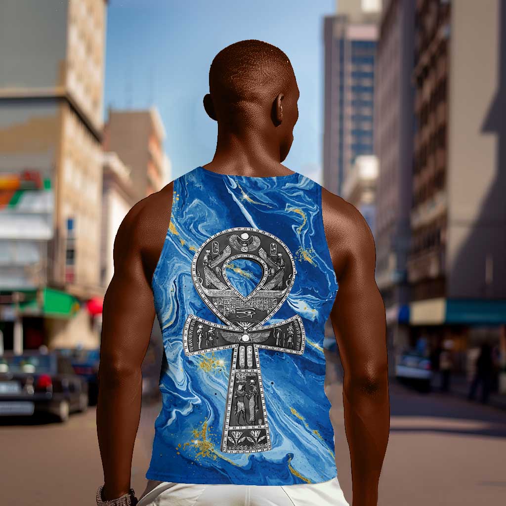 Ankh On Blue Men Tank Top Pan African DT02