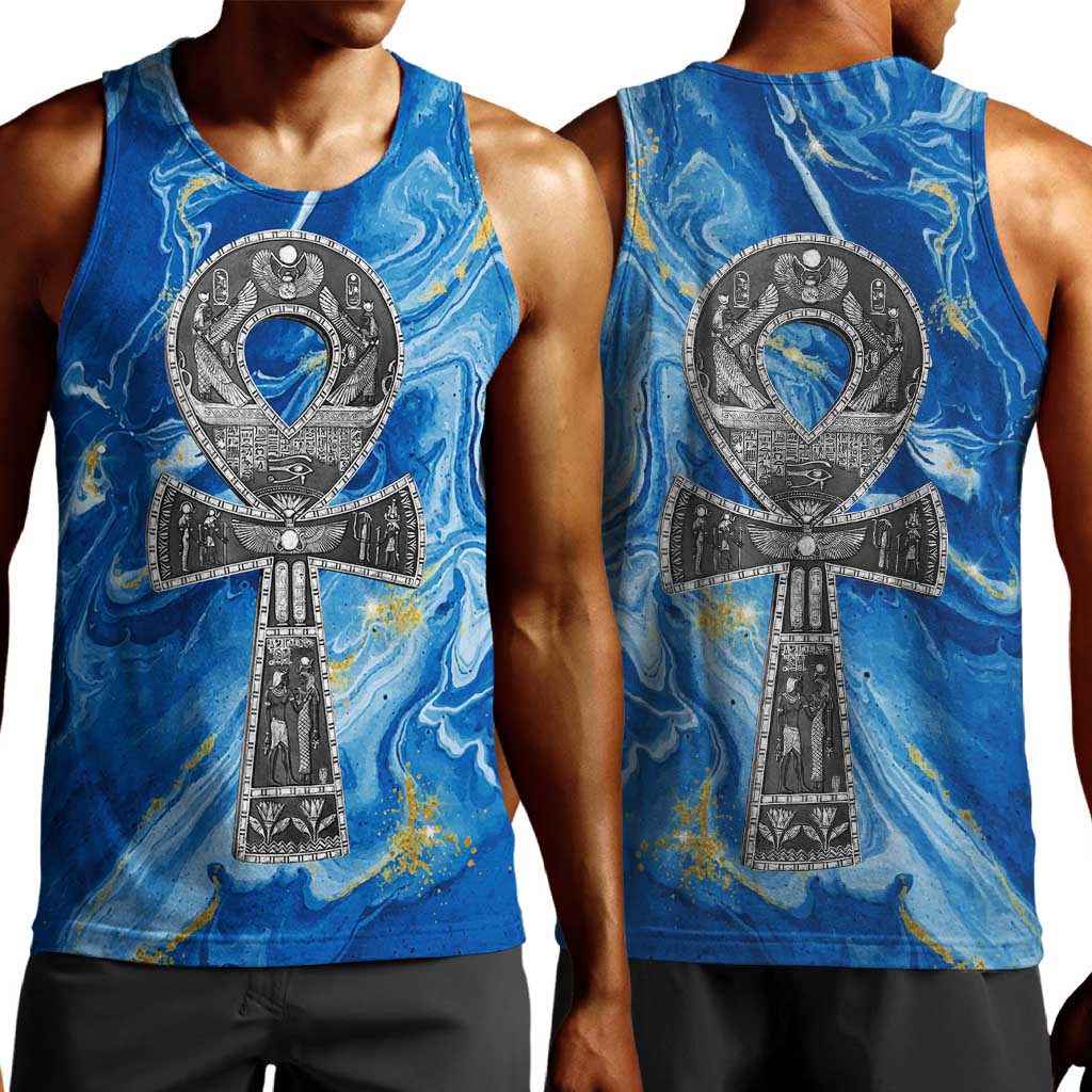 Ankh On Blue Men Tank Top Pan African DT02