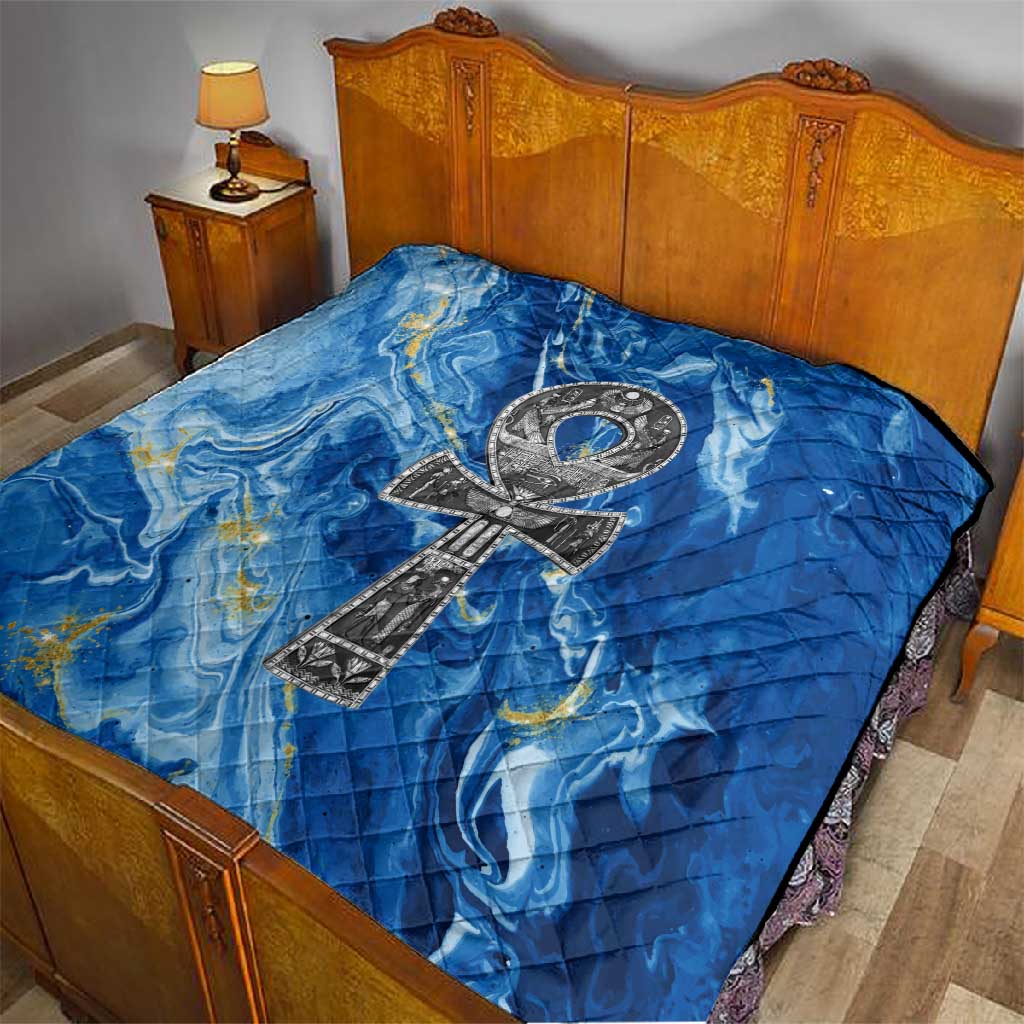 Ankh On Blue Quilt Pan African DT02