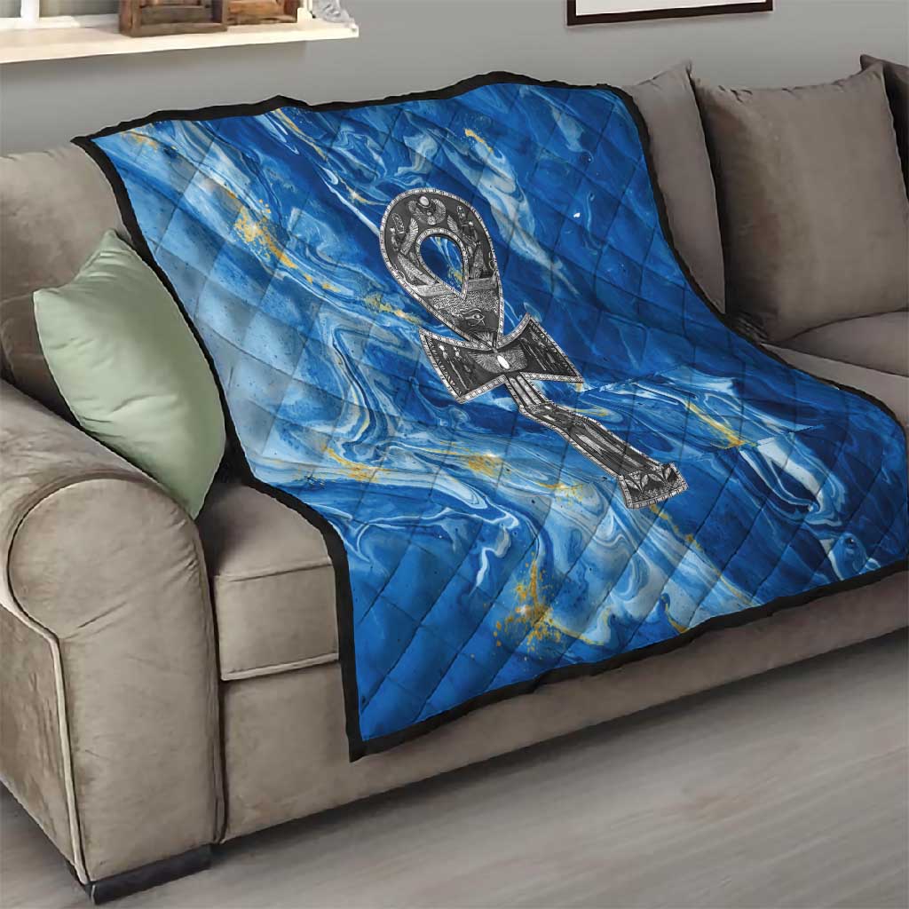 Ankh On Blue Quilt Pan African DT02