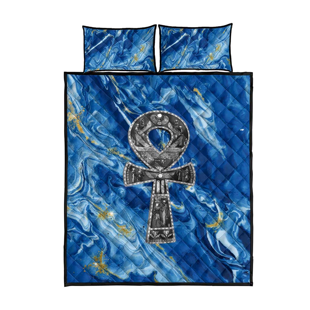 Ankh On Blue Quilt Bed Set Pan African DT02