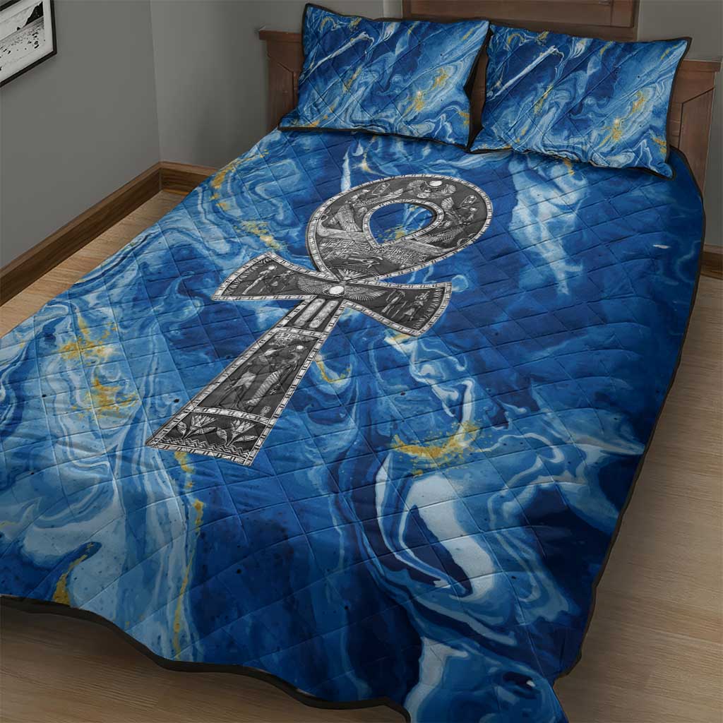 Ankh On Blue Quilt Bed Set Pan African DT02