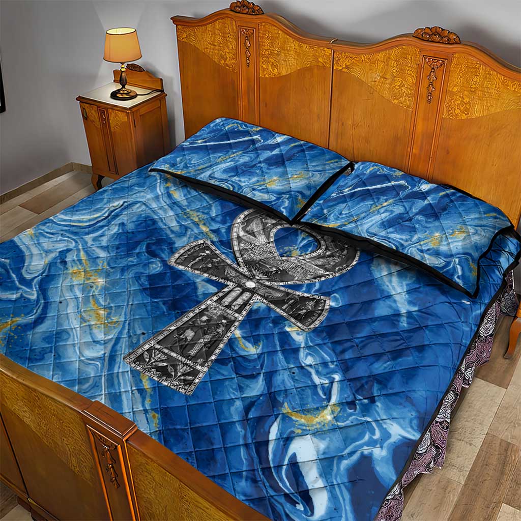 Ankh On Blue Quilt Bed Set Pan African DT02