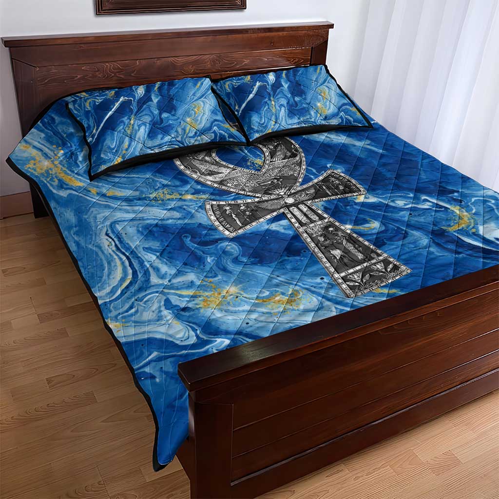 Ankh On Blue Quilt Bed Set Pan African DT02