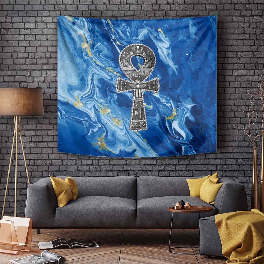 Ankh On Blue Tapestry Pan African DT02