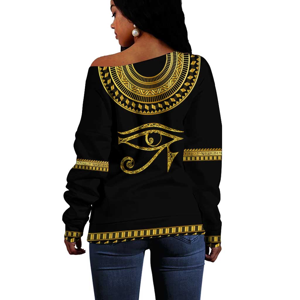 Eyes Of Horus Off Shoulder Sweater Egyptian Art DT02