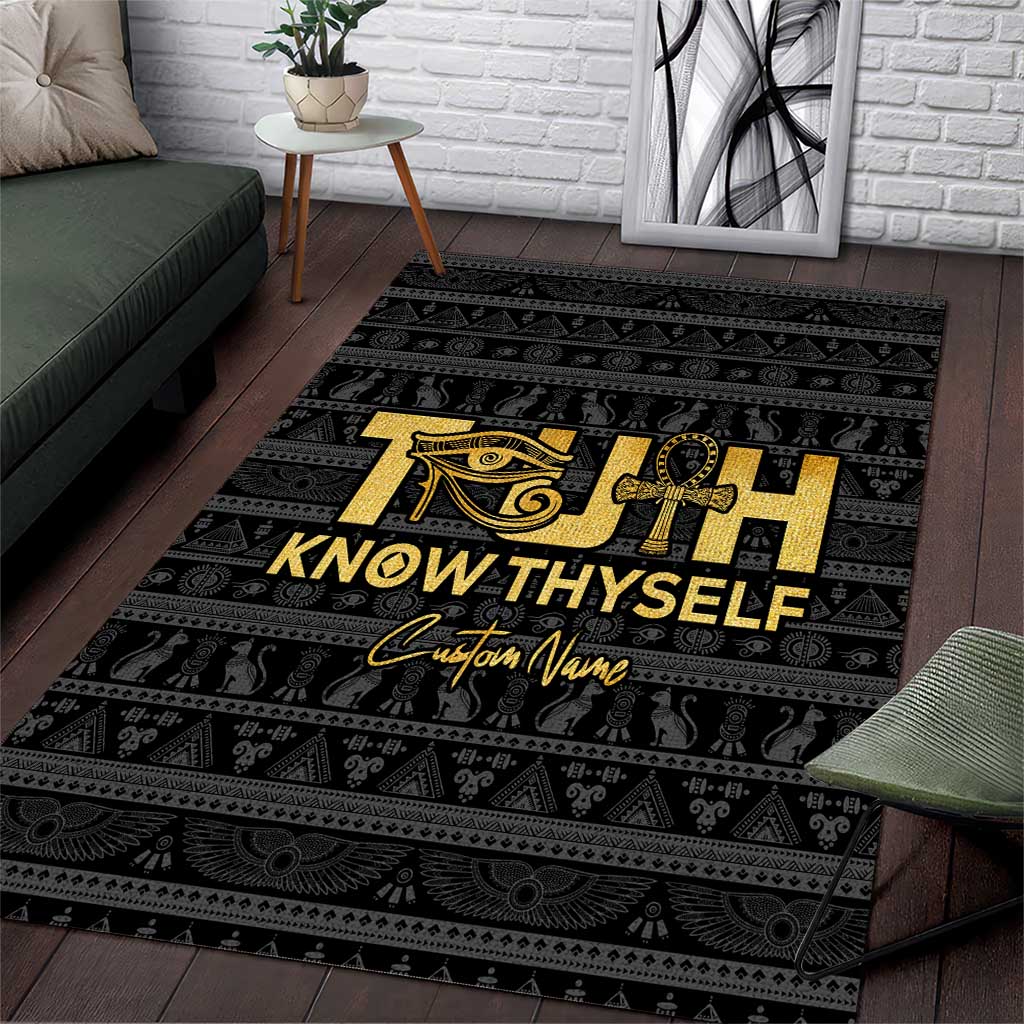 Personalized Truth Know Thyself Area Rug Eye of Horus and Ankh DT02