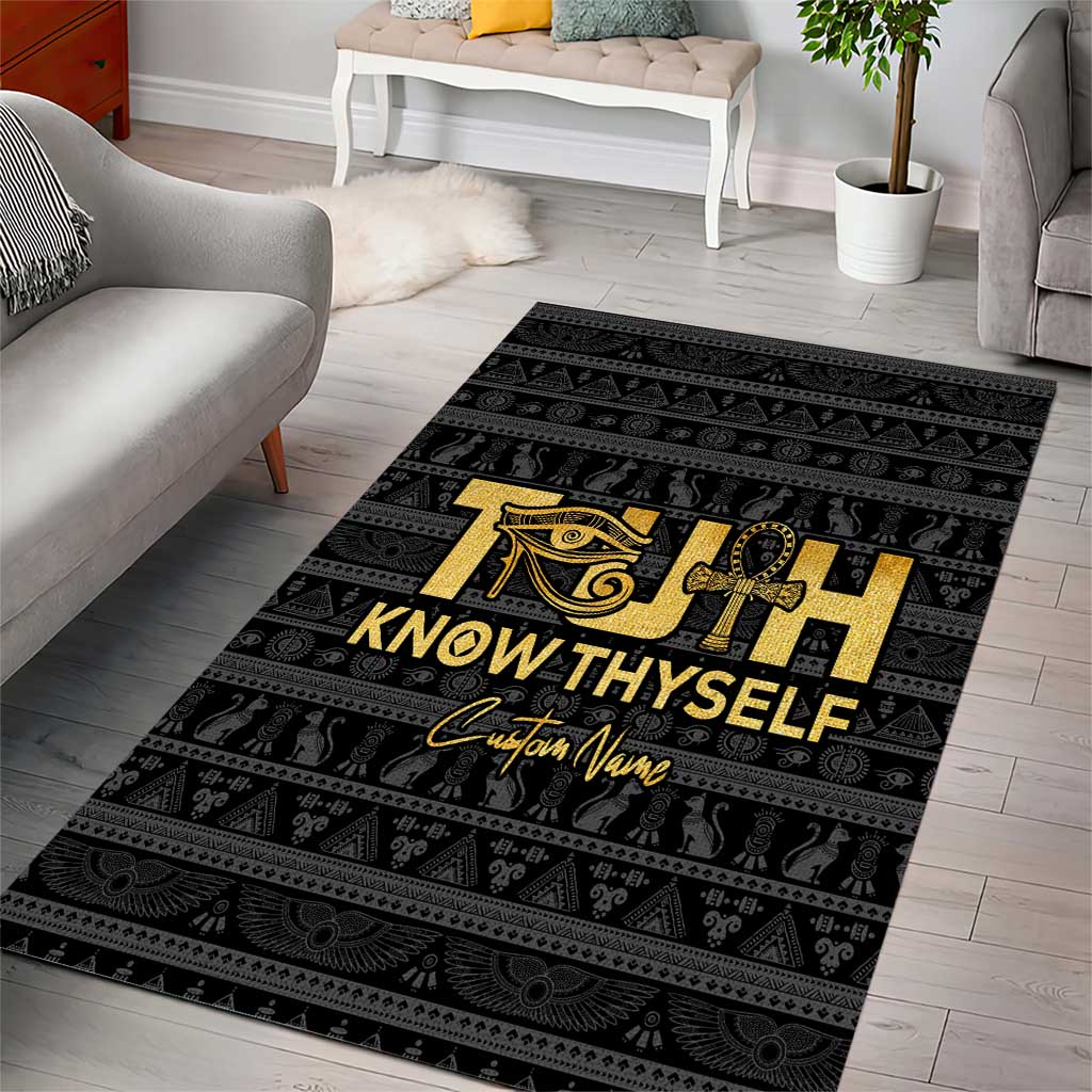 Personalized Truth Know Thyself Area Rug Eye of Horus and Ankh DT02