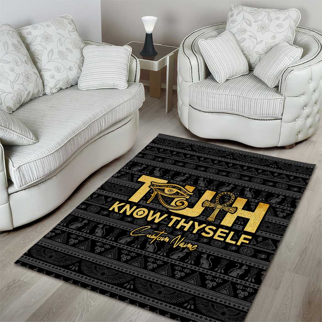 Personalized Truth Know Thyself Area Rug Eye of Horus and Ankh DT02