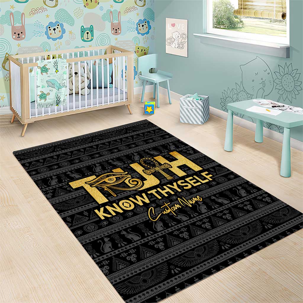Personalized Truth Know Thyself Area Rug Eye of Horus and Ankh DT02