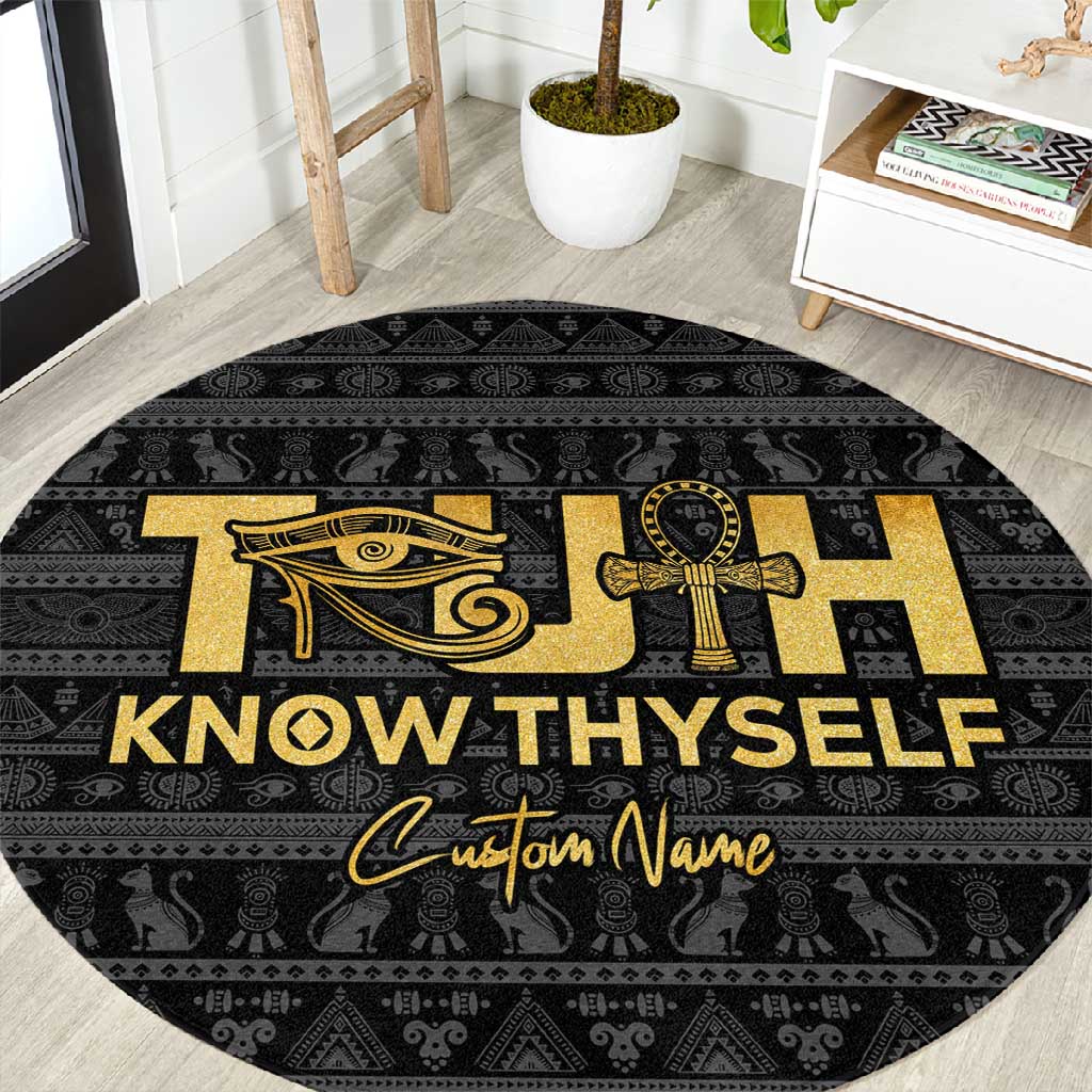 Personalized Truth Know Thyself Round Carpet Eye of Horus and Ankh DT02