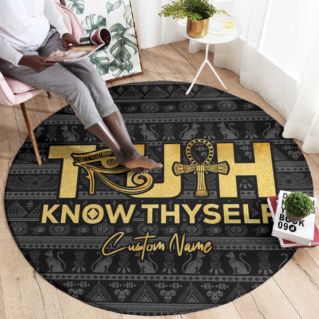 Personalized Truth Know Thyself Round Carpet Eye of Horus and Ankh DT02