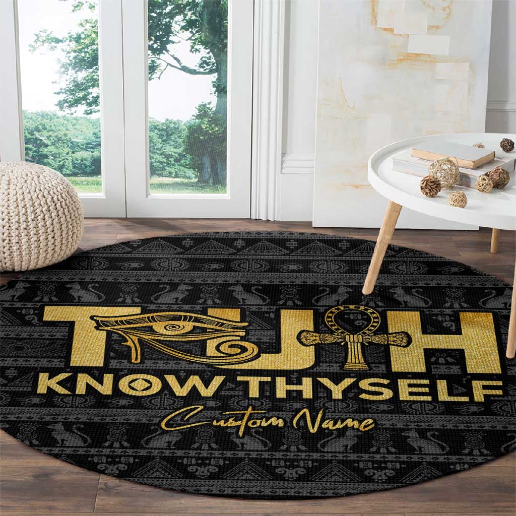 Personalized Truth Know Thyself Round Carpet Eye of Horus and Ankh DT02