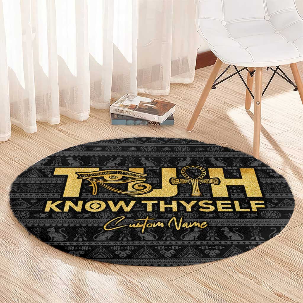 Personalized Truth Know Thyself Round Carpet Eye of Horus and Ankh DT02