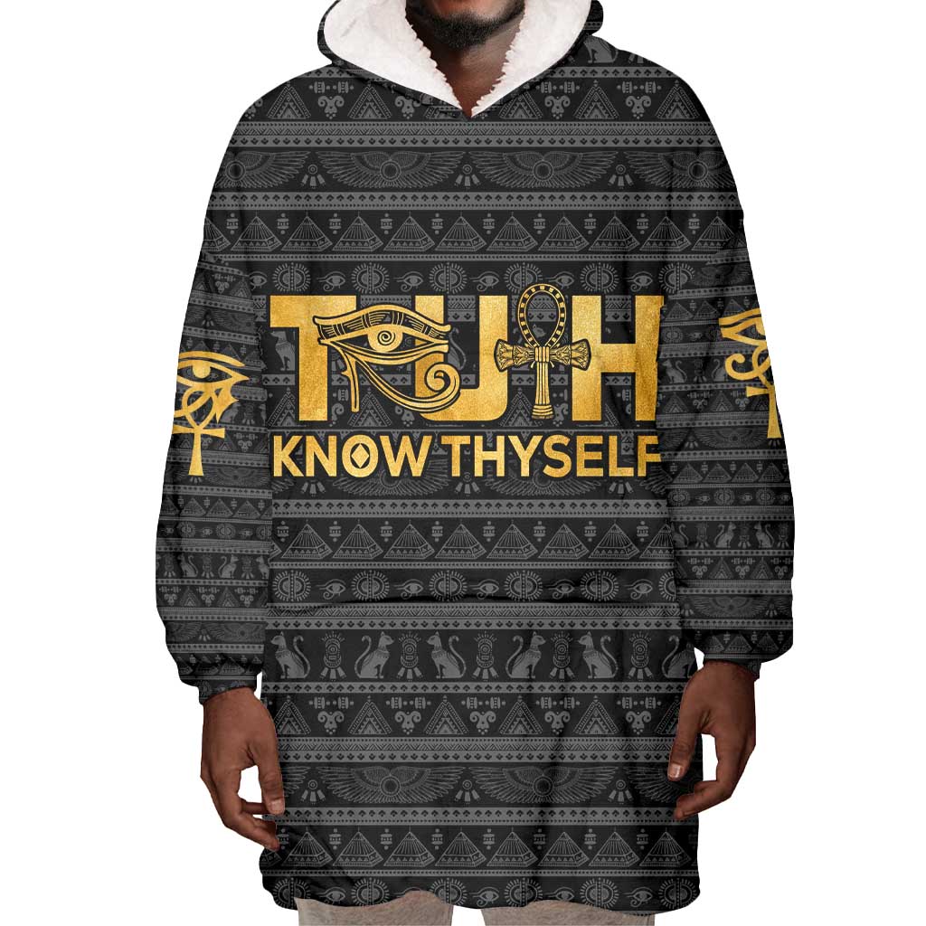 Personalized Truth Know Thyself Wearable Blanket Hoodie Eye of Horus and Ankh DT02