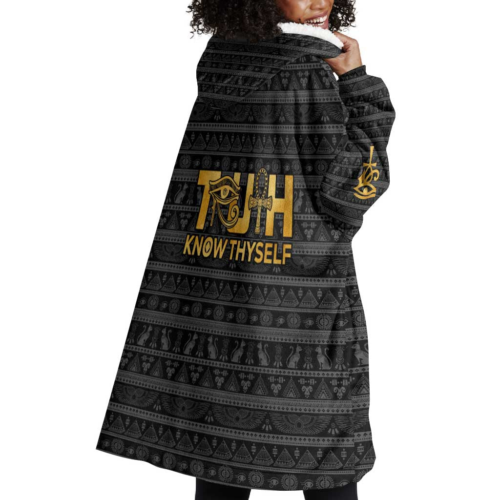 Personalized Truth Know Thyself Wearable Blanket Hoodie Eye of Horus and Ankh DT02