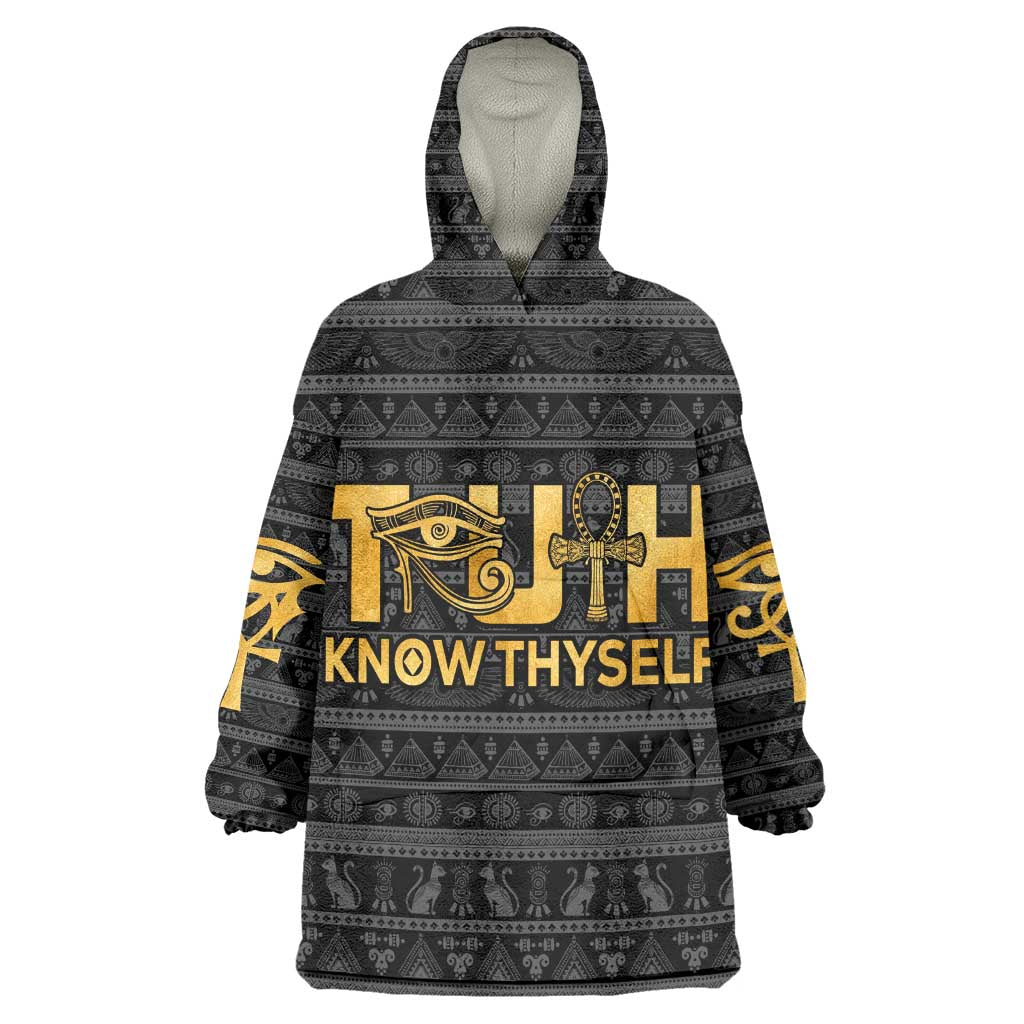 Personalized Truth Know Thyself Wearable Blanket Hoodie Eye of Horus and Ankh DT02