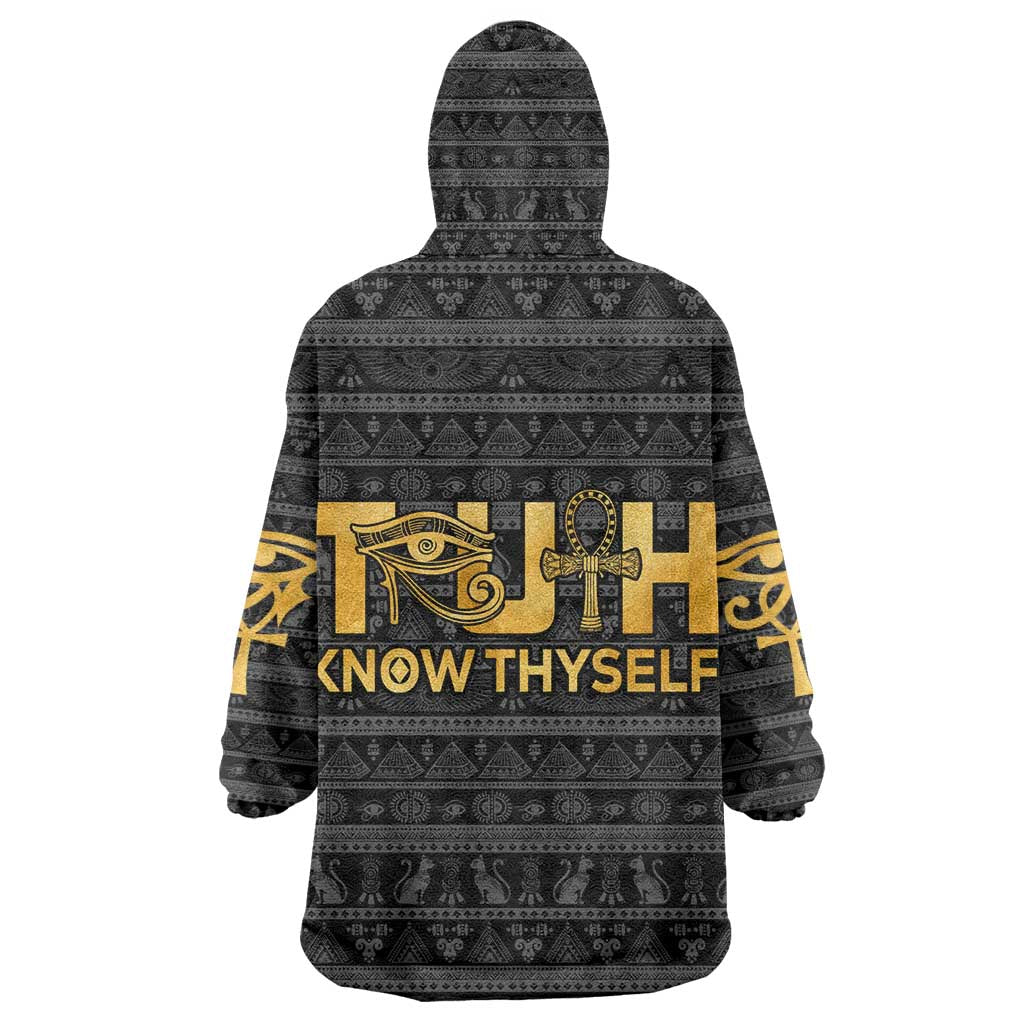 Personalized Truth Know Thyself Wearable Blanket Hoodie Eye of Horus and Ankh DT02