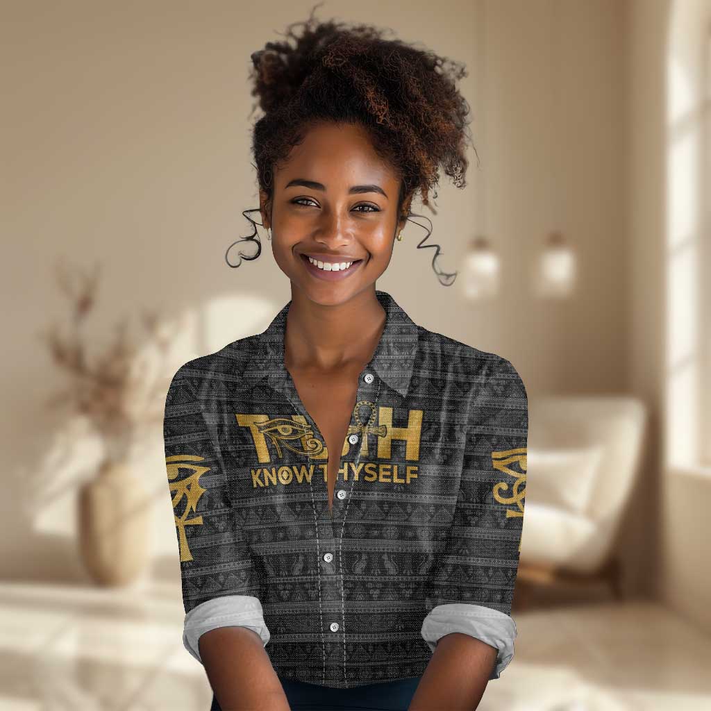 Personalized Truth Know Thyself Women Casual Shirt Eye of Horus and Ankh DT02