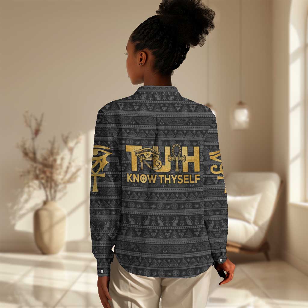Personalized Truth Know Thyself Women Casual Shirt Eye of Horus and Ankh DT02