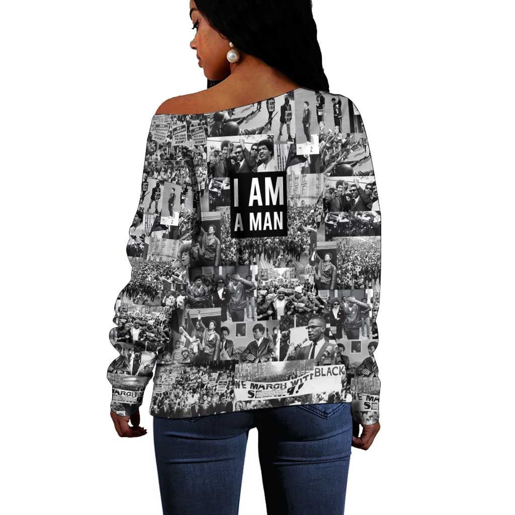Black Power Off Shoulder Sweater African American Culture DT02