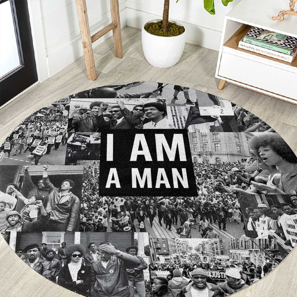 Black Power Round Carpet African American Culture DT02