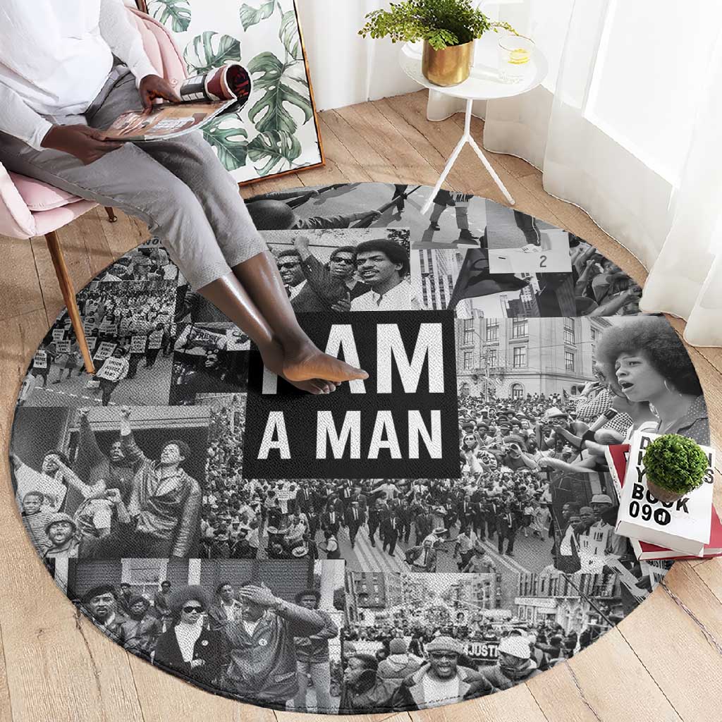 Black Power Round Carpet African American Culture DT02