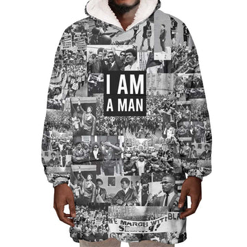 Black Power Wearable Blanket Hoodie African American Culture DT02