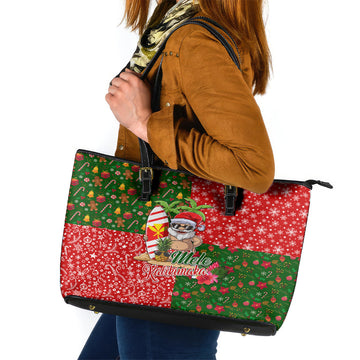 Hawaii Christmas Leather Tote Bag Mele Kalikimaka Kanaka Maoli DT02