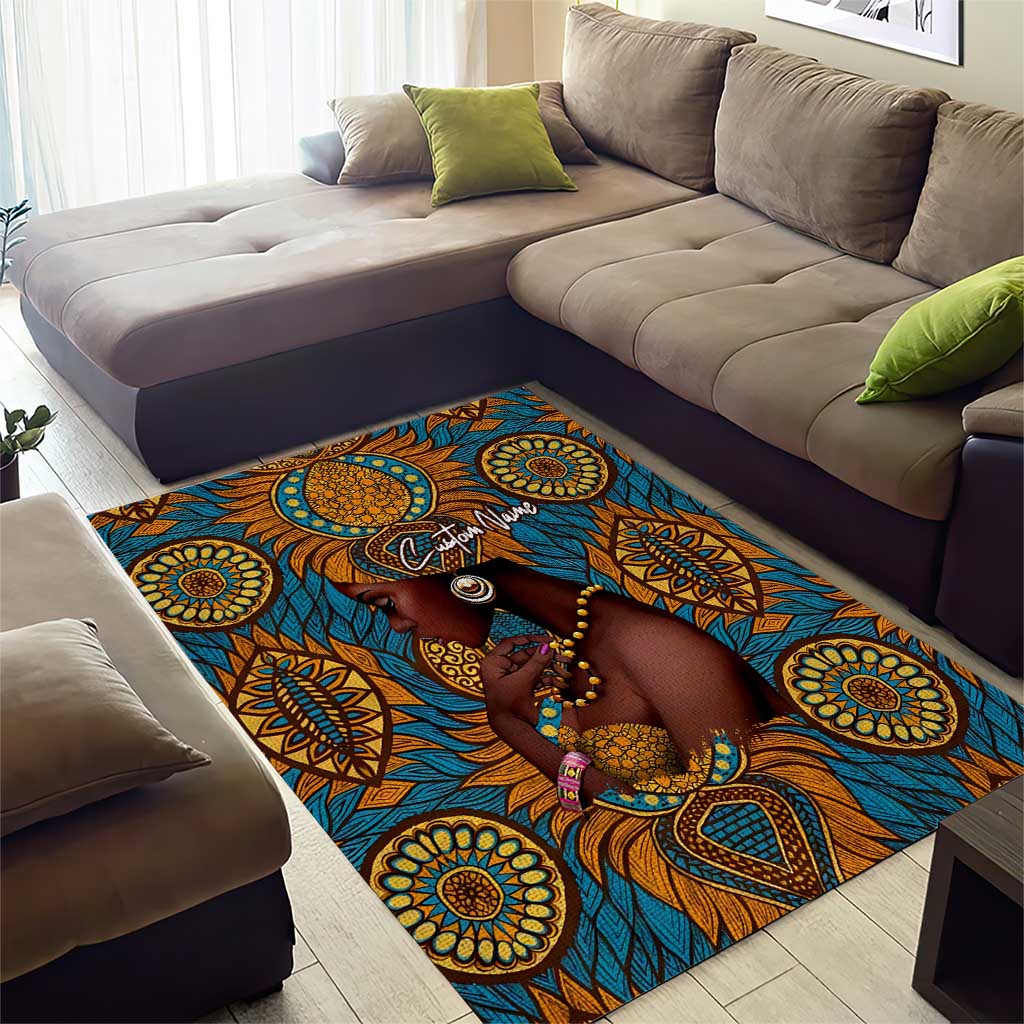 Personalized Black Girl Flora Area Rug African Women DT02