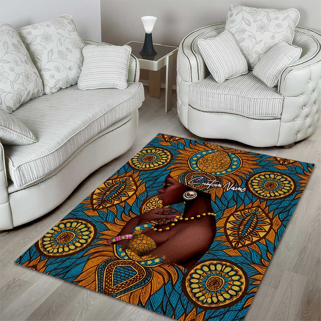 Personalized Black Girl Flora Area Rug African Women DT02