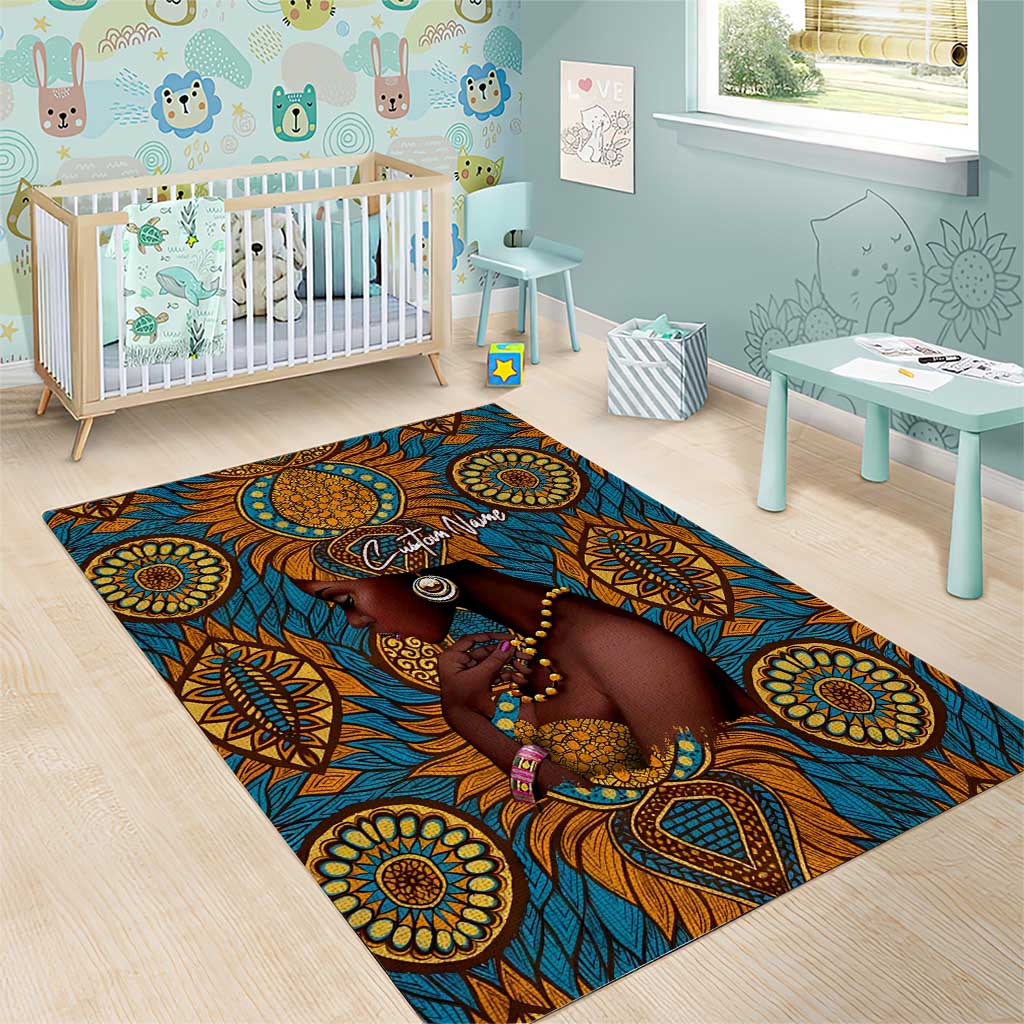 Personalized Black Girl Flora Area Rug African Women DT02