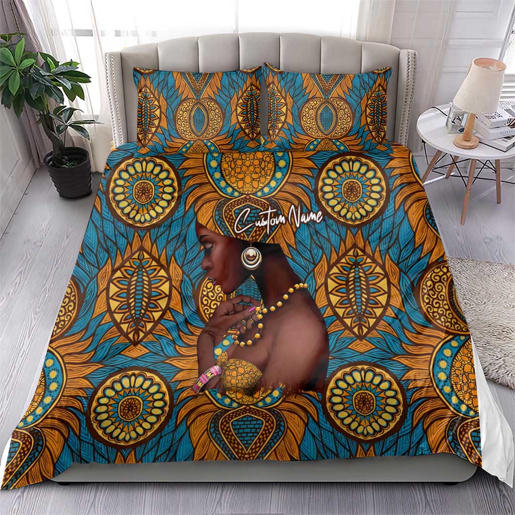 Personalized Black Girl Flora Bedding Set African Women DT02