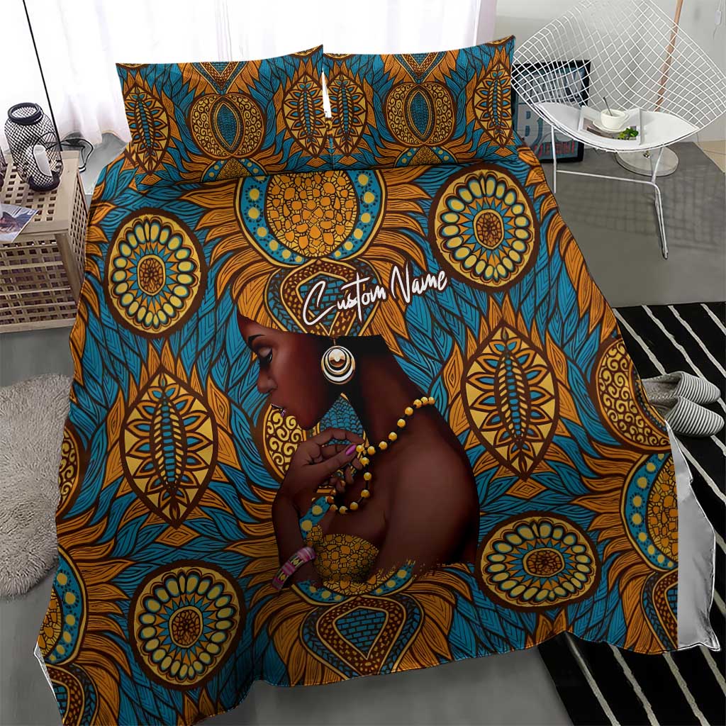 Personalized Black Girl Flora Bedding Set African Women DT02