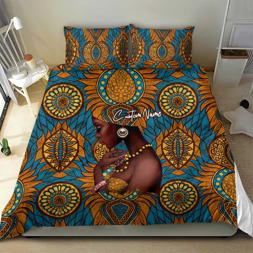 Personalized Black Girl Flora Bedding Set African Women DT02