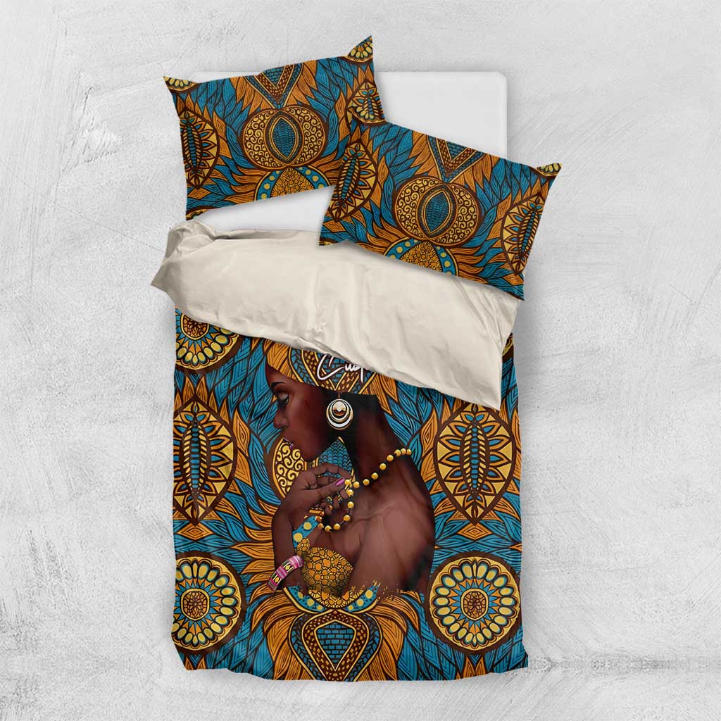 Personalized Black Girl Flora Bedding Set African Women DT02