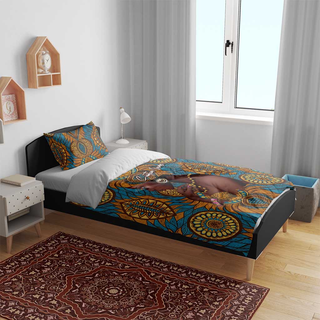 Personalized Black Girl Flora Bedding Set African Women DT02